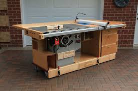Ekho Mobile Workshop Front View Showing Cabinet Saw Router Table Folding Outfeed Table Workbench 3 Stor Build A Router Table Router Table Woodworking Table