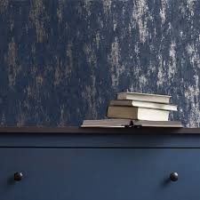 Bring calm to a busy family home with our gorgeous blue wallpaper. Distressed Texture Navy Rose Gold Wallpaper G B 108120 Wonderwall By Nobletts