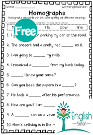 Free Homographs In Sentences Www Englishsafari In In 2020 Homographs Words Worksheets