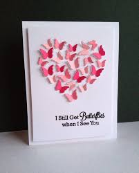 This card will open horizontally, so turn it in that direction and glue the valentine's sentiment to the top third of the card. Butterfly Heart Valentines Cards Cards Handmade Valentine Day Cards