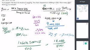 Calculate Drops Per Minute Given A Dose Dopamine Lido Epi