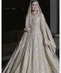 Stunning Off White And Light Gold Anarkali Desi Wedding Dresses Pakistani Bridal Dresses Pakistani Bridal Wear