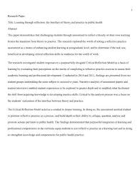 A reflection paper is meant to illustrate your understanding of the material and how it affects your ideas and possible practice in future. Research Paper Title Learning Through Reflection The Wace