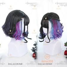 For the top of the head keep your purple hair short and let them fall freely on. Black Purple Blue Gradient Harajuku Kawaii Daily Lolita Curly Hair Wig G74 Ebay