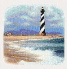 A combination of cross and half cross stitch achieves the realistic color shading. 17 Lighthouses Ideas Cross Stitch Embroidery Cross Stitch Cross Stitch Patterns