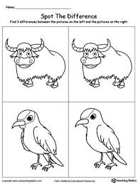 Spot The Difference In The Animals Yak And Xenops Early Childhood Math Visual Discrimination Worksheets Drawing Activities