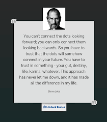 You Can T Connect The Dots Looking Forward You Can Only Connect Them Looking Steve Jobs At Lif Powerful Inspirational Quotes Steve Jobs Quotes Quotations
