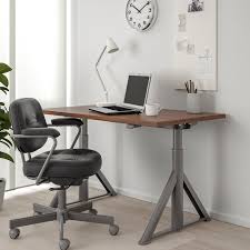 Idasen Schreibtisch Sitz Steh Braun Dunkelgrau Ikea Osterreich Black Desk Desk Ikea
