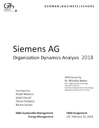 Siemens Ag Organization Dynamics Analysis 2018 February 19