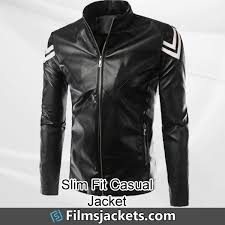 Men S Fjm575 Slim Fit Casual Black Leather Jacket In 2020 Black Leather Jacket Slim Fit Casual Black