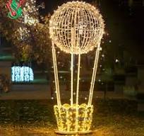 Large 3D Lighted Hot Air Balloon Motif Lights for Shopping Mall Lobby  Decoration