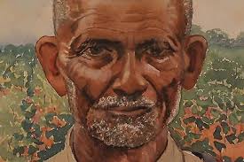 Frank Stanley Herring Print Apprx 25" x 19" w/White Border Black Americana  Man