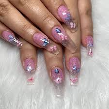 Clear acrylic butterfly nails purple. Butterfly Nails