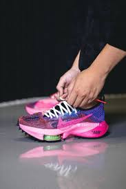 Off White X Nike Air Zoom Tempo Next Appears In Bright Pink And Blue Colorway Nike Air Nike Air Zoom Air Zoom