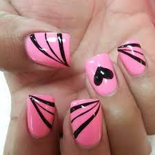 50 Beautiful Pink And Black Nail Designs 2017 Pink Nail Art Designs Black Nail Designs Pink Nail Art