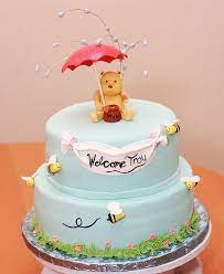 Classic Pooh Baby Shower Cake A Photo On Flickriver Baby Shower Cakes Perfect Cake Trendy Baby Shower Ideas