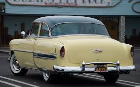 1954 Chevrolet Bel Air 2 Dr Sedan Green Over Yellow Rear Chevrolet Bel Air Chevrolet Classy Cars