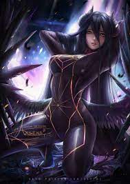 albedo (overlord) axsens black bodysuit bodysuit breasts demon  girl highres horns huge breasts overlord (maruyama) succubus succubus horns  succubus wings wings 