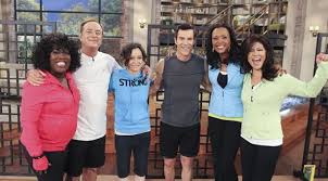 New Photo Trainer Tony Horton Posing With The Talk Hosts And Guest Co Host Al Michaels On Set Today Al Michaels Tony Horton On Set