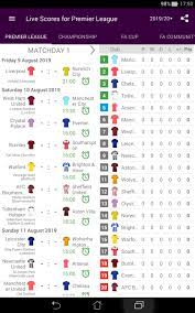 Aiscore brings you great and fast football stats from all global competitions, including live score, final results, scheduled matches, standings，odds and other stats service. Live Scores For Premier League For Android Apk Download
