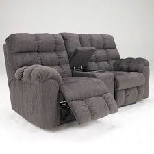 Picture Of Slate Reclining Console Love Love Seat Furniture Reclining Sofa