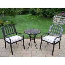 Oakland Living Stone Art 3 Piece Black Frame Bistro Patio Set With Cushions Bistro Lowes Com Outdoor Patio Furniture Sets Outdoor Patio Decor Outdoor Patio Set