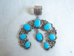 Running Bear Turquoise Naja Pendant Length 2.5", Width 2", Weight 1.3oz,  Native American First Nations Southwest Indian Jewelry