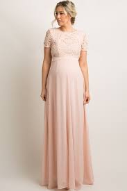 Light Pink Crochet Chiffon Open Back Maternity Evening Gown Maternity Bridesmaid Dresses Maternity Evening Gowns Maternity Evening