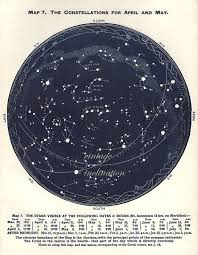 Antique Star Map The Constellations For April And May