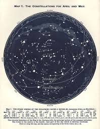 antique star map the constellations for april and may