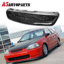 Jdm 96 98 Honda Civic Ek T R Style Front Black Mesh Grille Grill Gli Cxi Ej8 Honda Civic Black Mesh Jdm