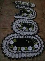 Resultado De Imagem Para Croche Jogo De Banheiro Oval Branco E Preto Jogos De Banheiro Jogos De Banheiro Croche Croche Para Banheiro