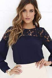 Picture This Navy Blue Long Sleeve Lace Top Lace Top Long Sleeve Black Lace Top Long Sleeve Dressy Tops