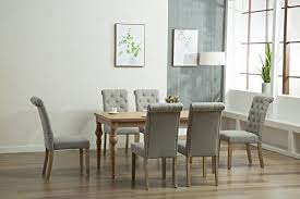 Amazon Com Oliver Smith Roosevelt Collection 7 Piece Dining Table And 6 Chairs Dinette Table Linen Chairs Dinette Tables Table Furniture Linen Chair