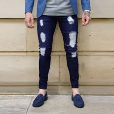 Mens Fashionable Denim Pant Rip Repair Stylish Jeans For Men Casual Long Denim Pants