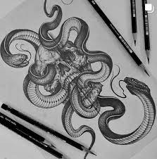 Snake Skull Tattoo Design Skull Tattoo Design Sleeve Tattoos Snake Tattoo Design