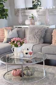 Fall Decor Doesn T Have To Be Orange And Yellow Pink Gray And White Is The New Fall Check Out The Pink Living Room Halloween Living Room Living Room Designs