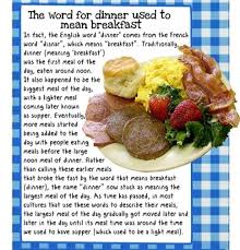 Food Fact The Word For Dinner Used To Mean Breakfast Food Facts Food Big Meals