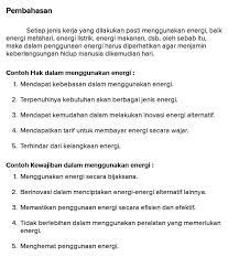 Sebutkan 2 Contoh Hak Kita Terhadap Energi Dalam Kehidupan Sehari Hari Brainly Co Id