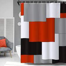 Red Shower Curtain Modern Bathroom