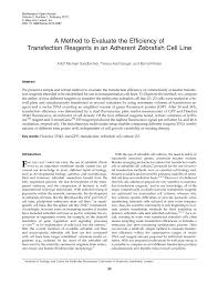 A Method To Evaluate The Efficiency Of Transfection Reagents