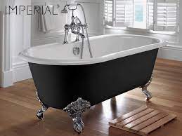 Freistehende gusseisen badewanne plymouth schwarz füße weiss 153 cm. Freistehende Gusseisen Badewanne Bentley Classic Stone
