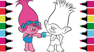 Poppy and branch trolls coloring pages. Trolls Coloring Pages Poppy And Branch Kids Coloring Book Youtube