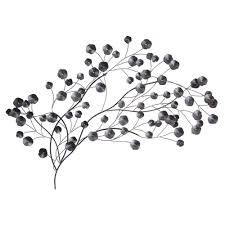Deco Murale Fleurs En Metal Noir 136x73 En 2020 Metal Noir Parement Mural Et Deco Murale