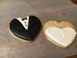 Bride And Groom Wedding Heart Cookie Bride Cookies Wedding Cake Cookies Sugar Cookies Decorated