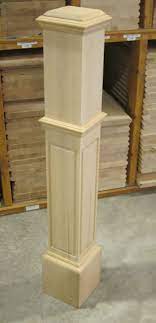 Handcrafted box newel posts in 13+ wood species. Modern Block Newel Post Banister Remodel Wood Pillars Basement Decor