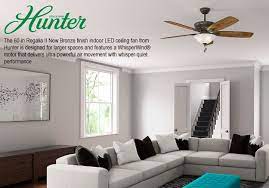 The hunter stockbridge traditional ceiling fan is designed in a new bronze finish and includes reversible walnut and medium oak blades. Hunter Regalia Ii 60 In New Bronze Led Indoor Ceiling Fan 5 Blade In The Ceiling Fans Department At Lowes Com