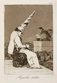 This is the best known image from goya's series of 80 aquatint etchings published in 1799 known as 'los caprichos' that are generally understood as the artist's criticism of the society in which he lived. Los Caprichos Wikipedia