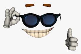 A yellow face with a broad, closed smile wearing black sunglasses, as if a pair of classic wayfarers. Cool Guy Meme Hd Png Download Kindpng