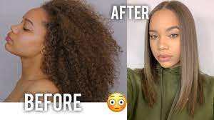 Curly To Straight No Frizz No Heat Damage Youtube Curly To Straight Hair Straightening Natural Hair Straightening Curly Hair